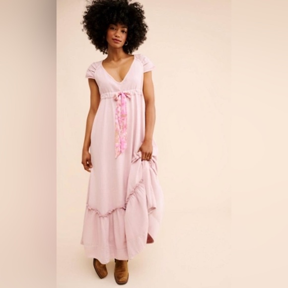 Free People Dresses & Skirts - Free People Roucha Denim Maxi Dress In Pale Mauve Size XS